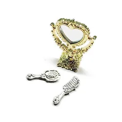 Espejo con forma de corazón para casa de muñecas – Acabado dorado vintage