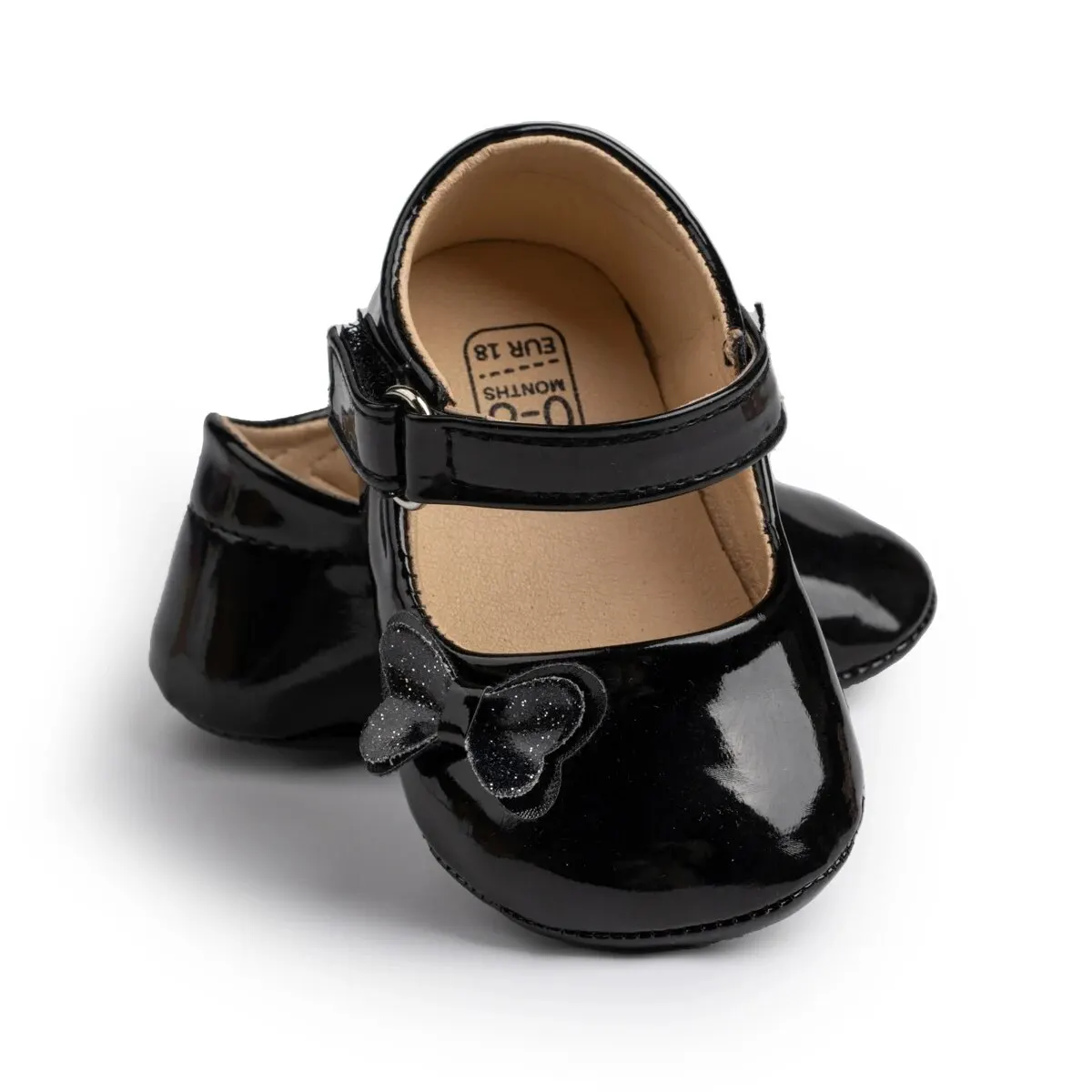 Meckior Zapatos de piel para bebé niña – Antideslizantes con lazo - imagen 2