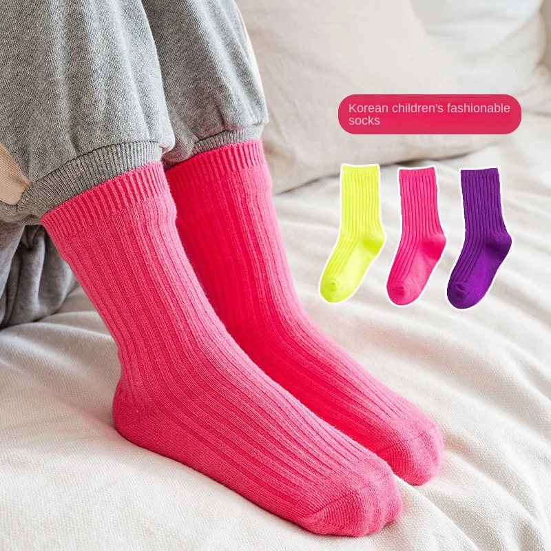 Calcetines informales escolares acanalados de algodón para niños - imagen 5