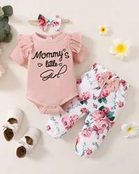 Conjunto pelele y diadema floral para niña