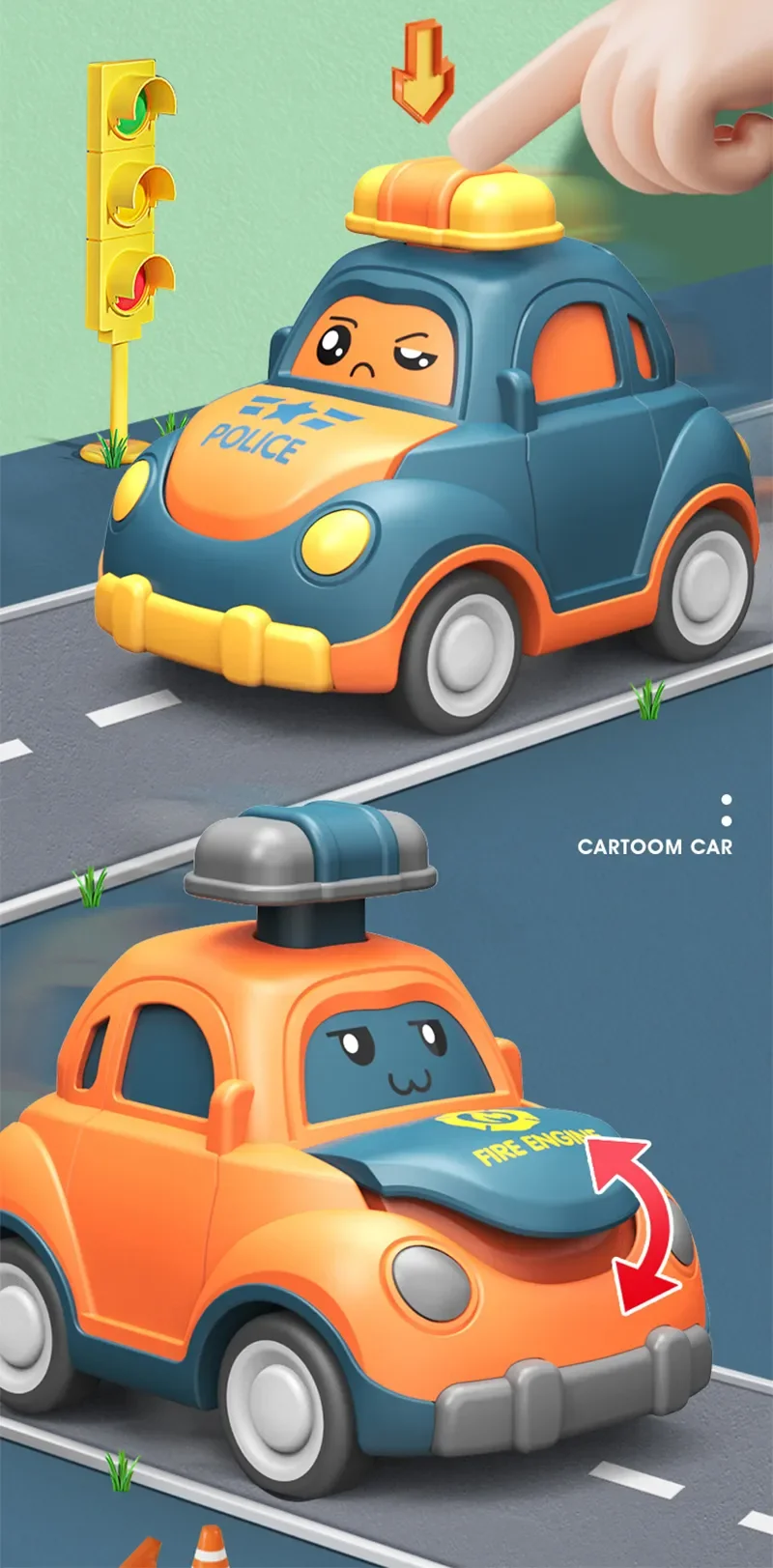 Coche infantil de dibujos animados