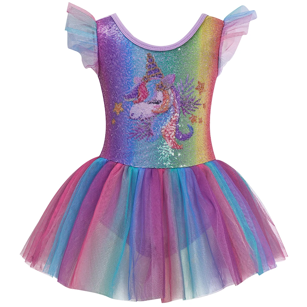 Falda de ballet infantil con manga volante en color rosa