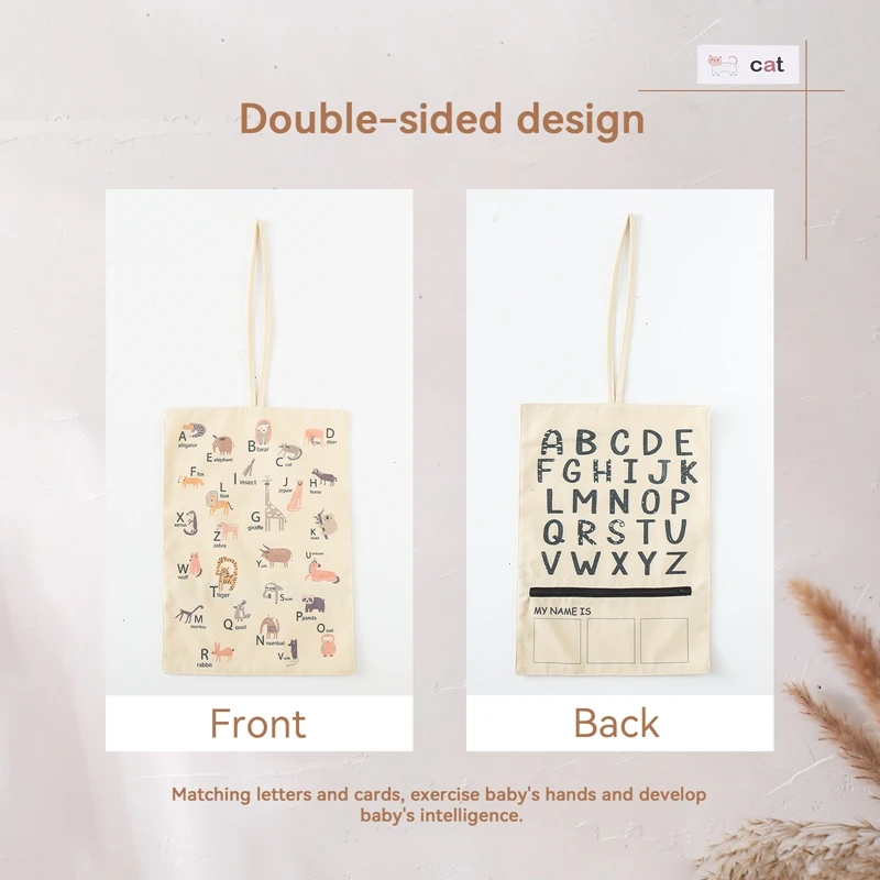 Bolsa de lona con tarjetas educativas ABC