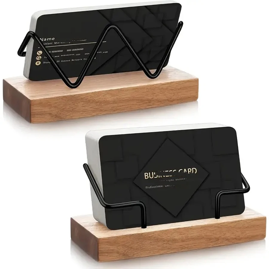 Tarjetero de madera y metal reciclados con organizador compacto