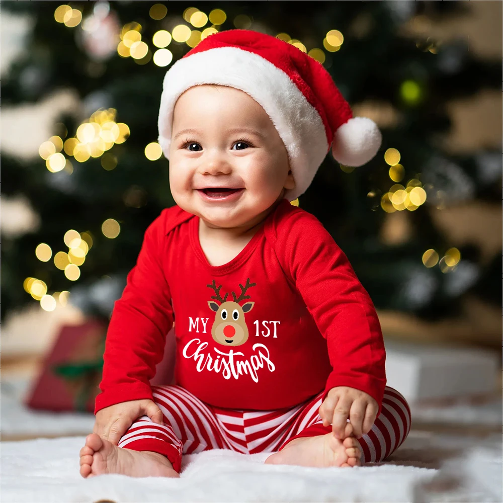 Body navideño de algodón para bebé con ciervo estampado - Unisex