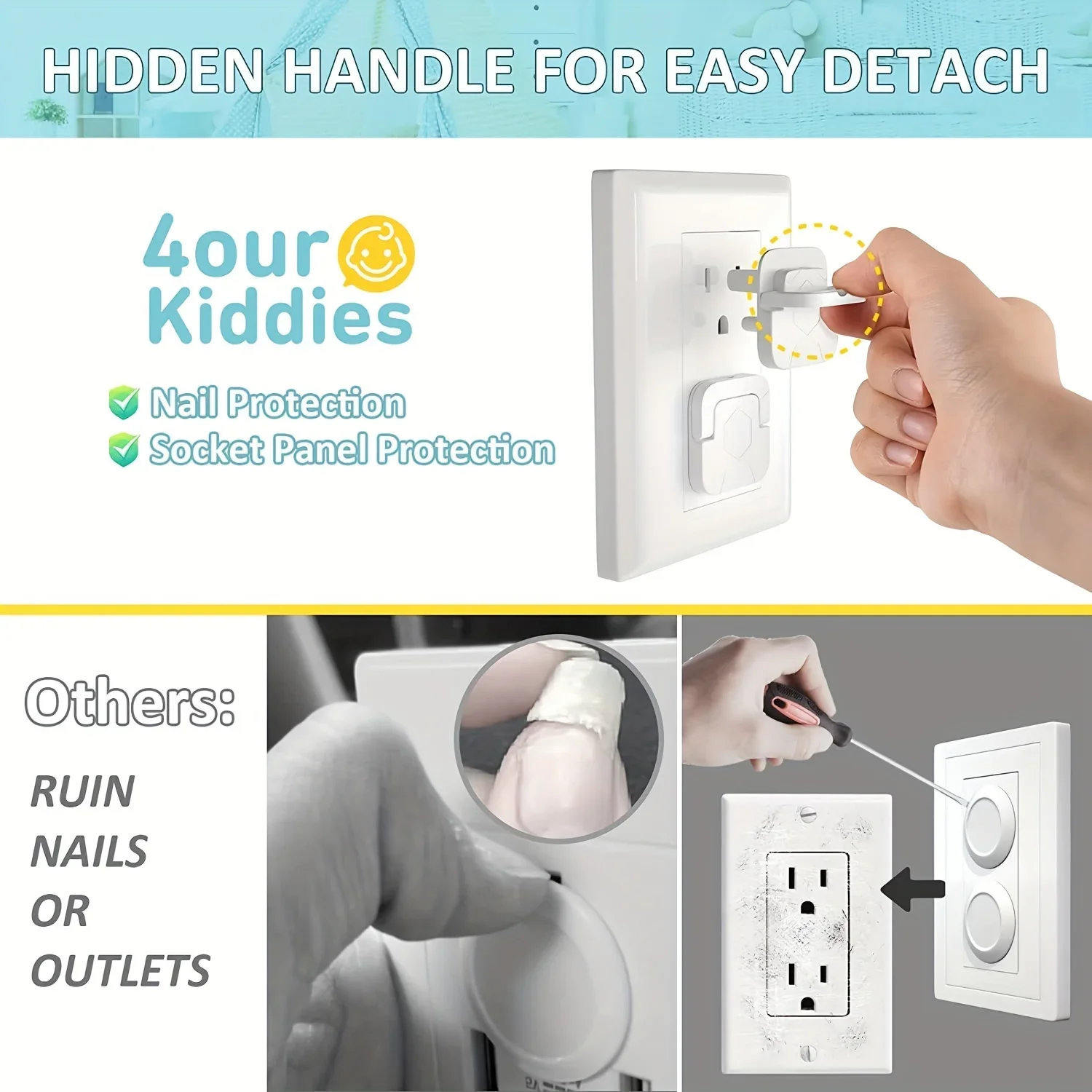 Protector de enchufe eléctrico para bebés con mango oculto - imagen 3