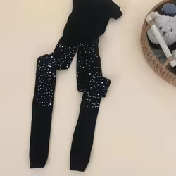 Pantimedias de verano con encaje y purpurina para niña