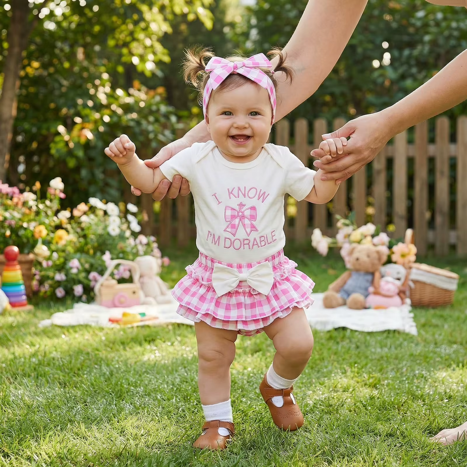 Conjunto de verano para niña con pantalones cortos y diadema - imagen 5