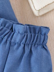 Conjunto verano niña: cárdigan vaquero manga globo y pantalón corto