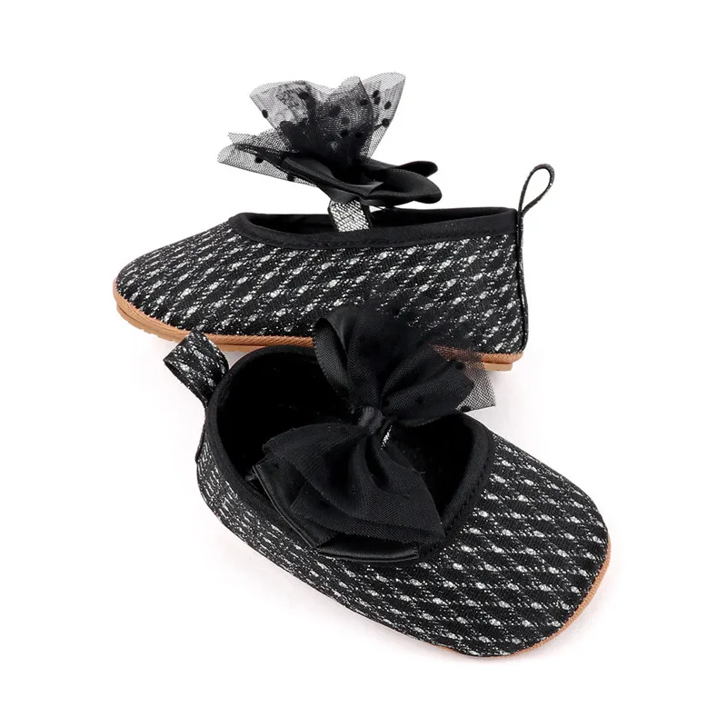 Zapatos de cuna con lazo para niñas – Suela antideslizante suave - imagen 2