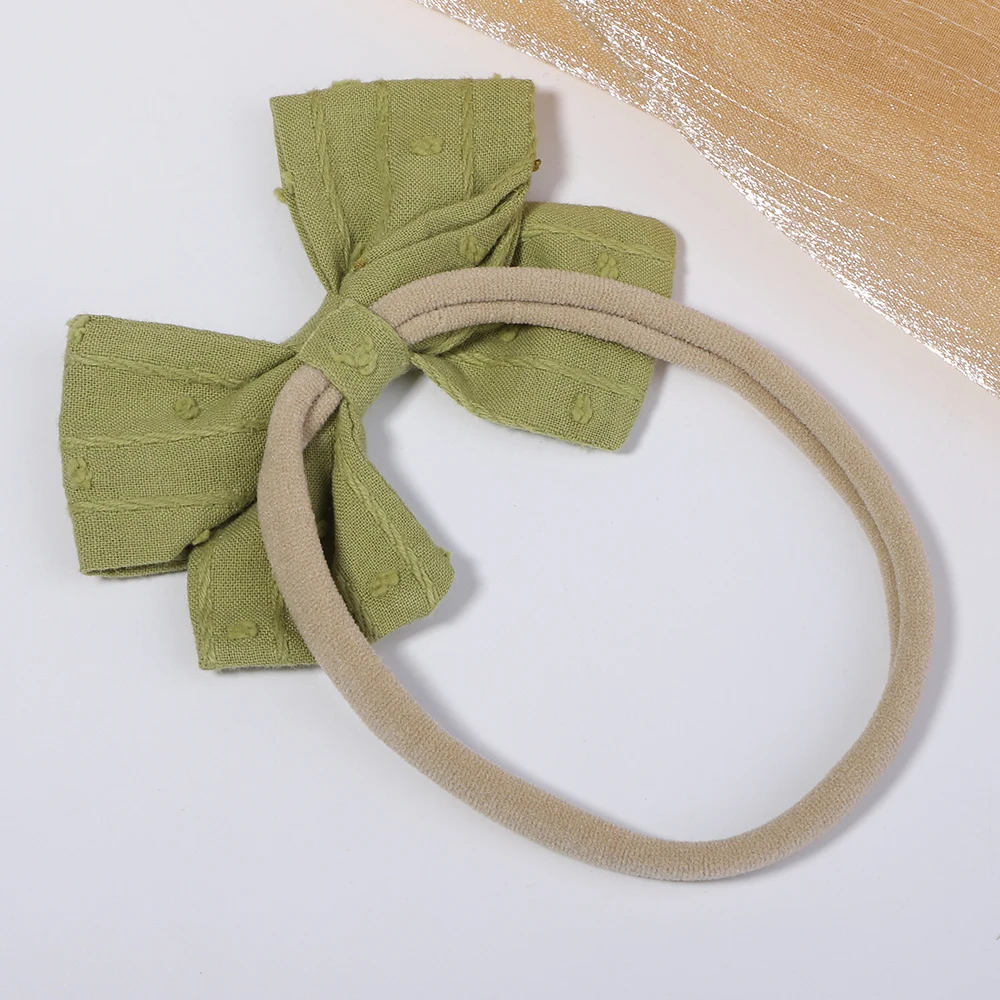 Diadema de lino y algodón para bebé niña – Lazos elásticos suaves - imagen 3