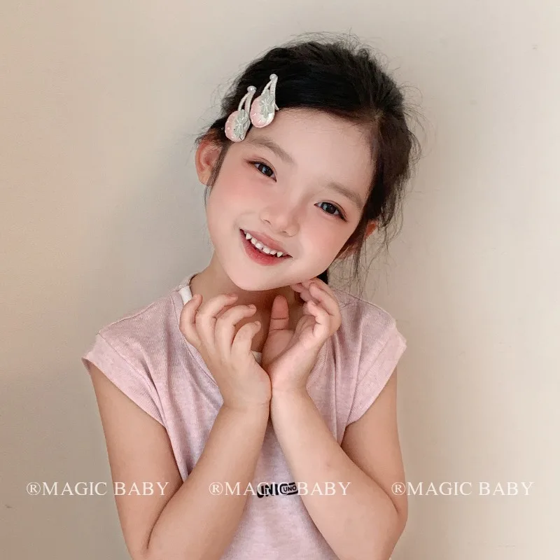 Pinzas para el cabello de tela con fresa, bebé y niña - imagen 2