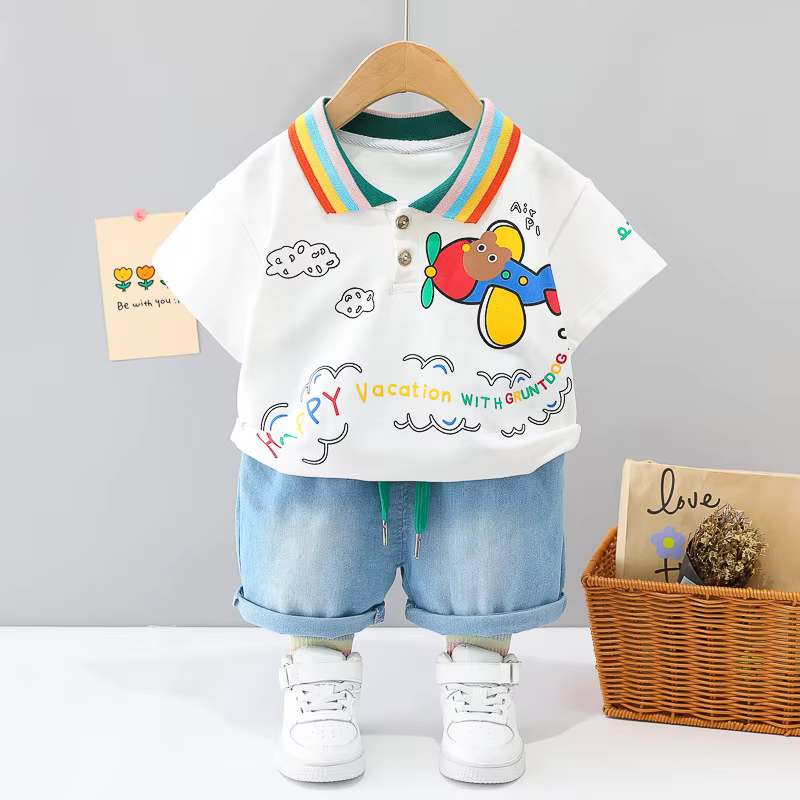 Conjunto veraniego para niña en algodón: camiseta y pantalones cortos - imagen 4