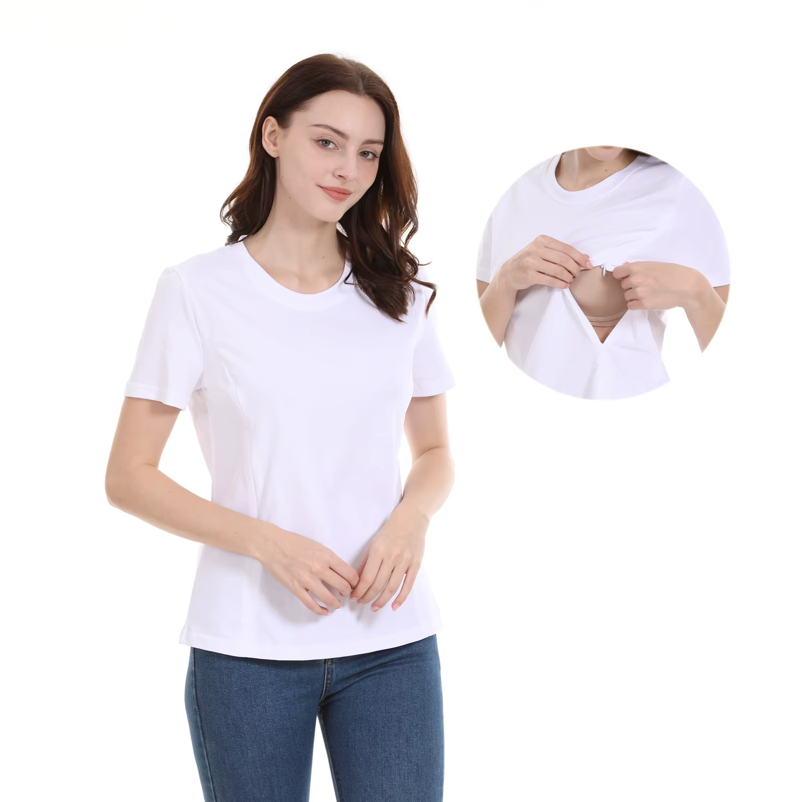 Camiseta de lactancia de verano holgada con abertura oculta - imagen 4