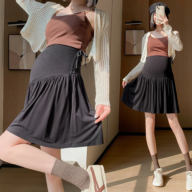 Falda premamá plisada de cintura alta para verano – Elegante - imagen 4