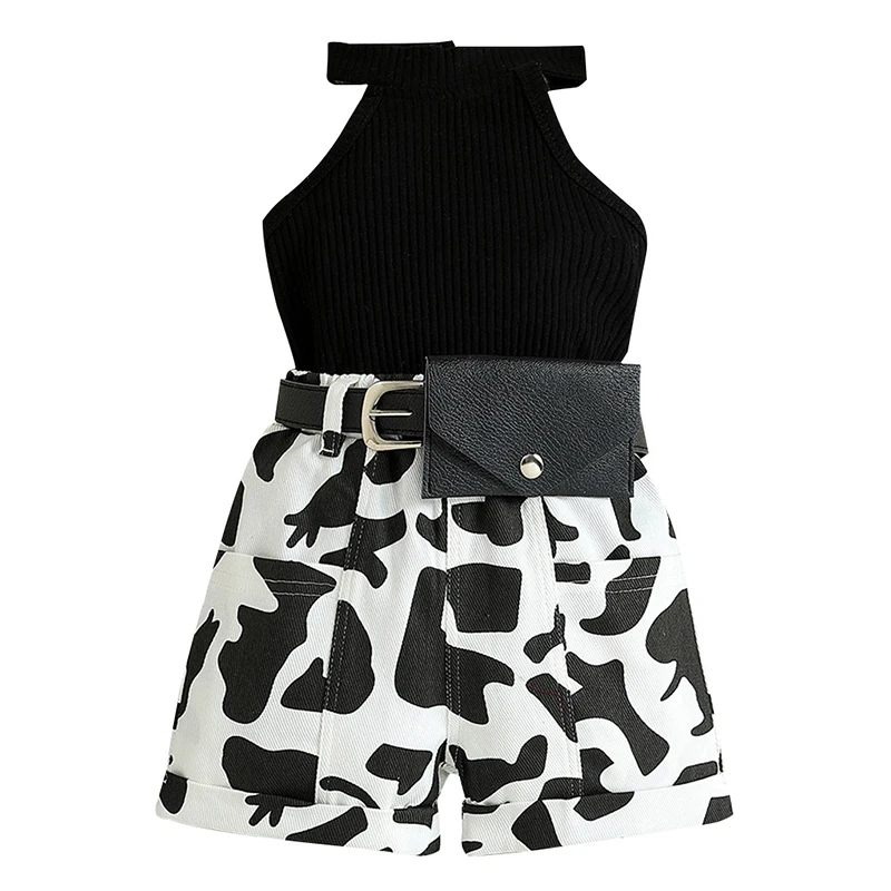 Conjunto de bebé de lujo: top sin mangas y pantalón corto estampado