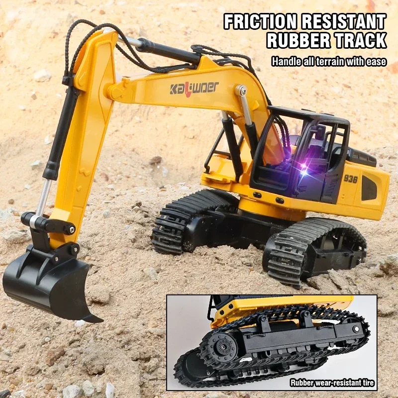 Huina excavadora RC con control remoto de aleación y plástico