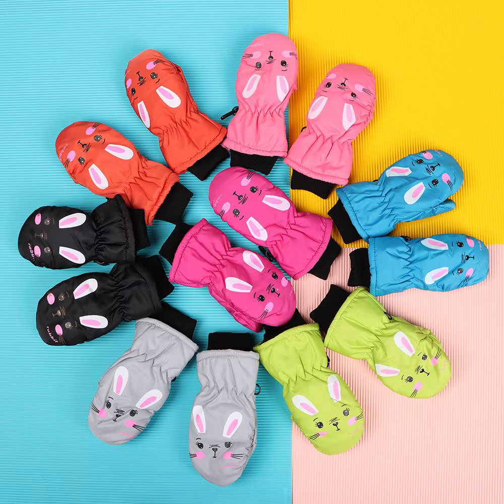 Guantes de invierno infantiles con diseño de conejo