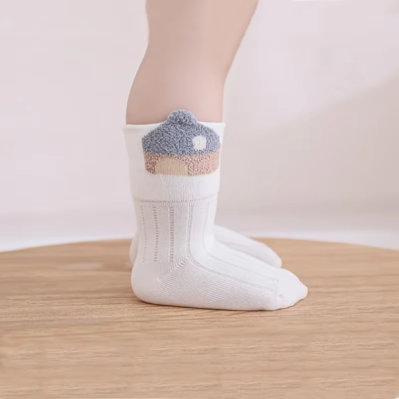 Calcetines bebé altos de rayas con dibujos, cálidos y suaves - imagen 3