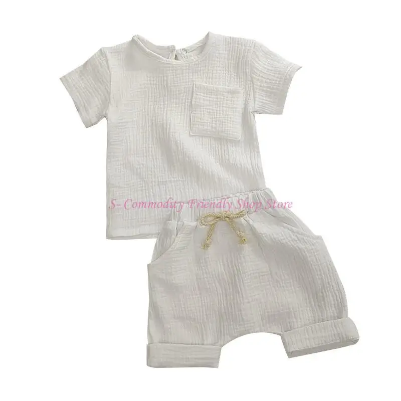 Conjunto de bebé veraniego: camiseta lisa y pantalón corto ligero - imagen 4