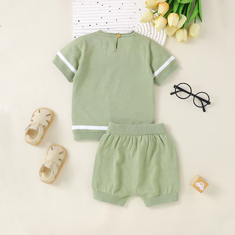 Conjunto bebé algodón punto tops y pantalones verano cómodo - imagen 4