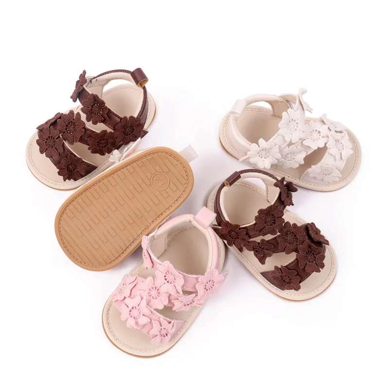 Sandalias transpirables para bebé con flores