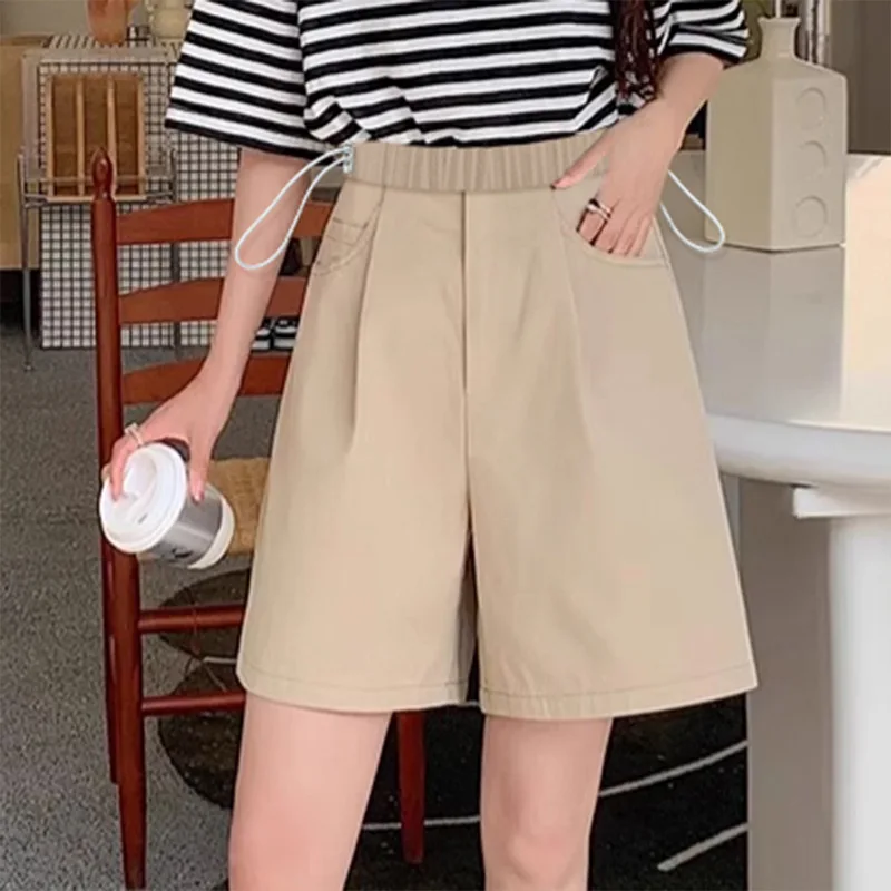 Pantalones cortos de embarazo con cordón rectos informales verano - imagen 5