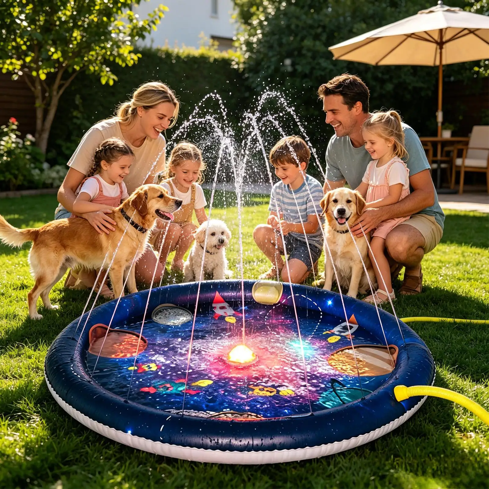 Alfombrilla de juego inflable espacial con rociador de agua - imagen 3