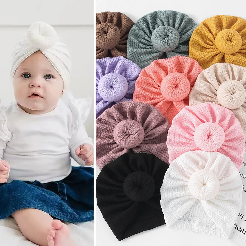 Gorro turbante de punto suave para bebé – Algodón para recién nacido