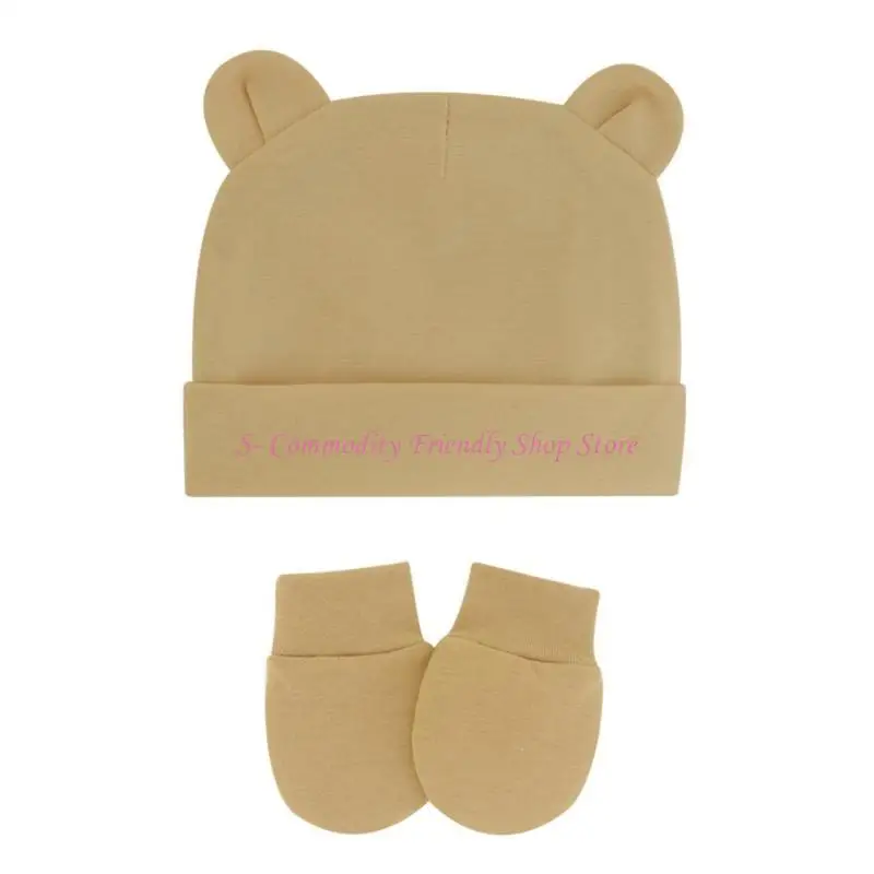 85AE Gorro de bebé de invierno de algodón con manoplas - imagen 5