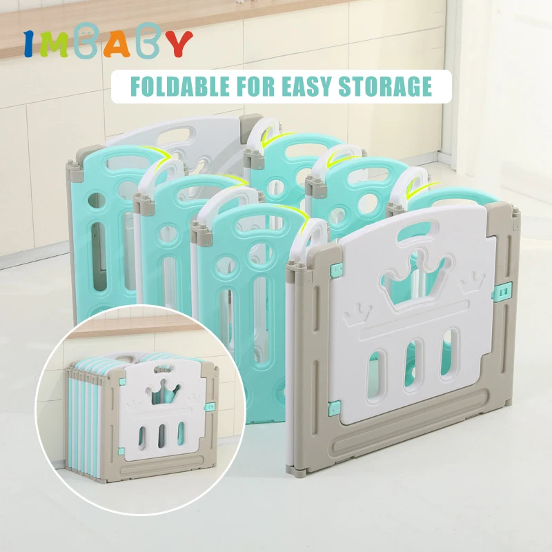IMBABY parque infantil plegable de plástico para bebés con estera