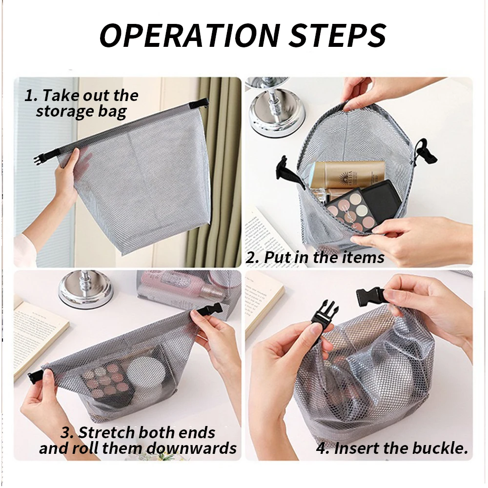 Bolsa impermeable de aseo con malla transparente y cordón rápido - imagen 4