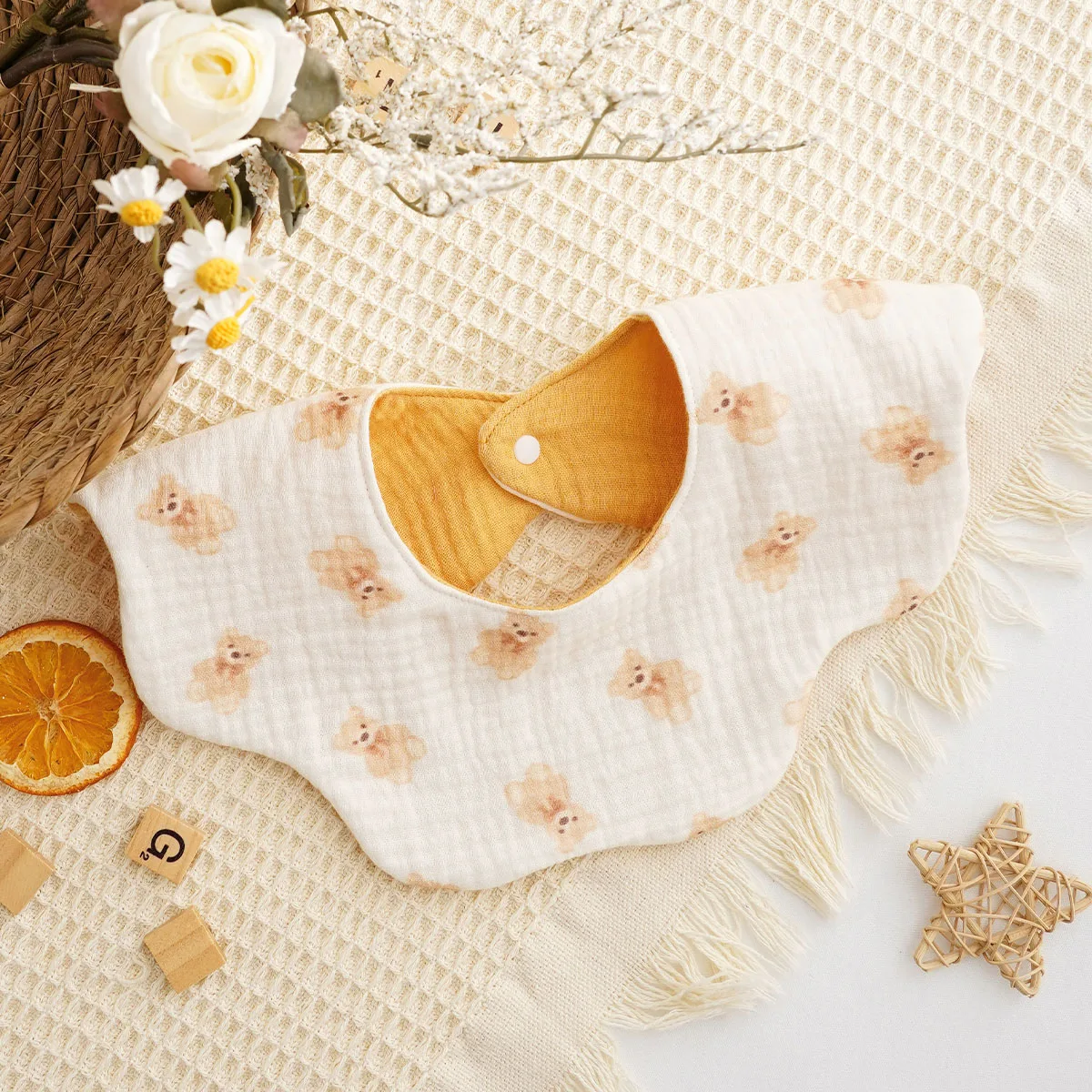 Elinfant babero de alimentación doble cara con gasa estampada - imagen 5