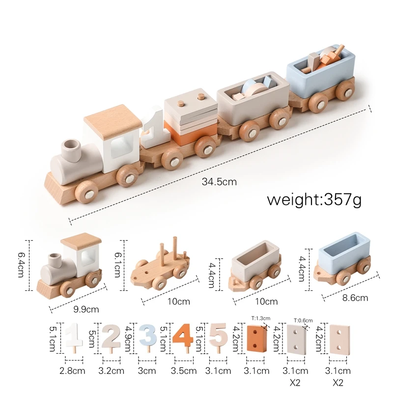 Tren de madera Montessori para niño - Juguete educativo - imagen 2