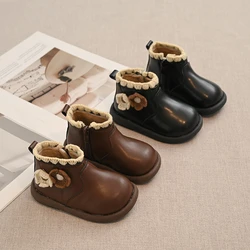 Botas impermeables de felpa para niña con estampado floral