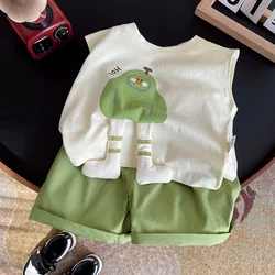 Conjunto verano bebé niño algodón con estampado dibujos sin mangas