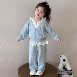 Conjunto de niña otoño: sudadera con capucha y encaje