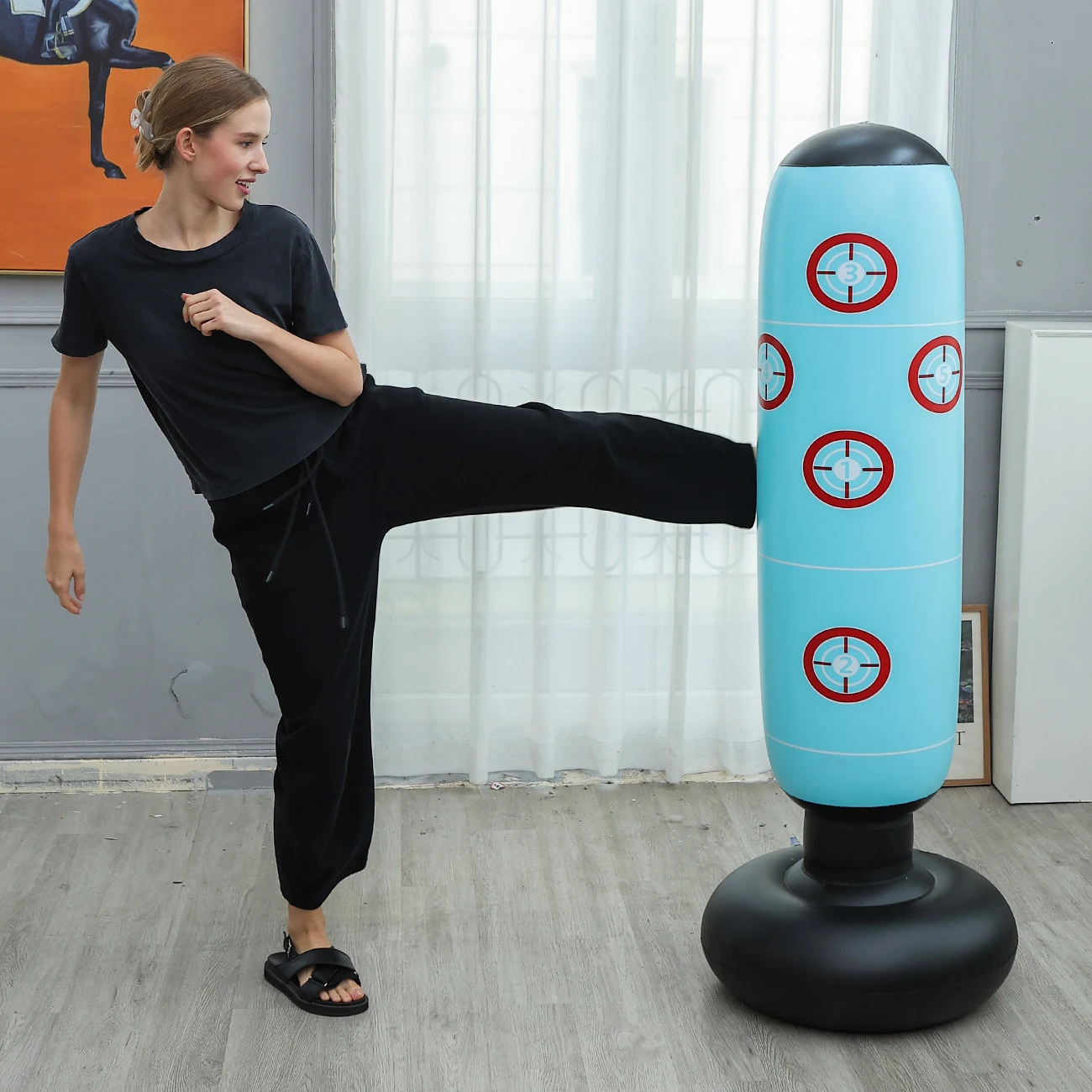 Saco de boxeo inflable PVC para entrenamiento seguro en casa - imagen 5