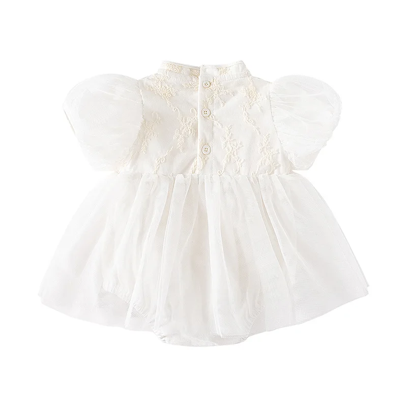 Vestido Cheongsam verano para niña - Blanco de malla, estilo princesa - imagen 3