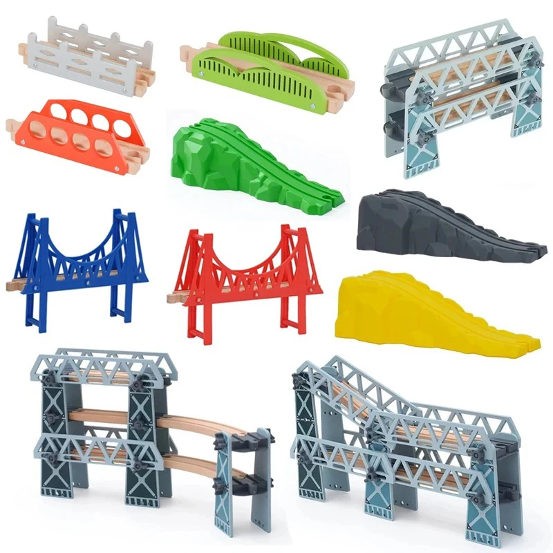 Accesorios de pistas de tren con puente de madera - imagen 3