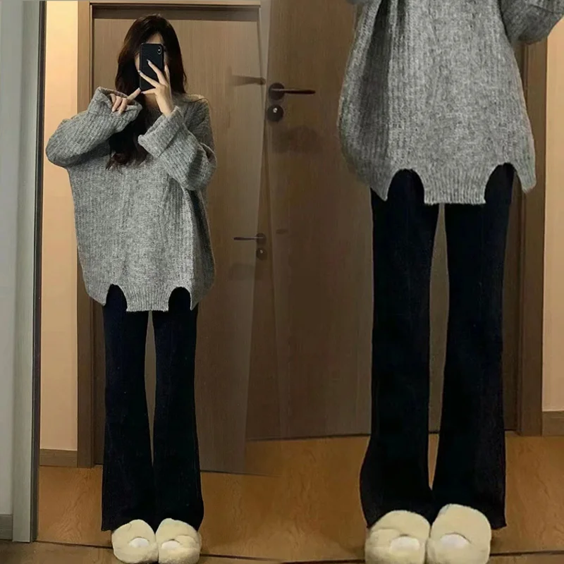 Pantalones de embarazo negros de cintura alta con soporte vientre - imagen 4
