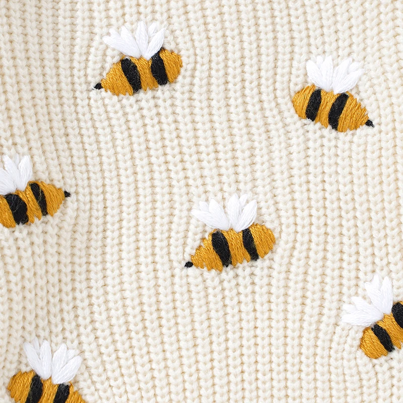 Suéter blanco para bebé de manga larga tejido unisex otoño invierno