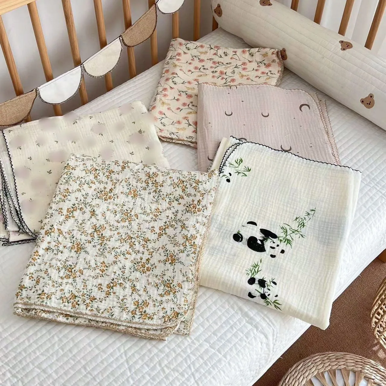 Manta de muselina envolvente para bebé con estampado floral - imagen 3
