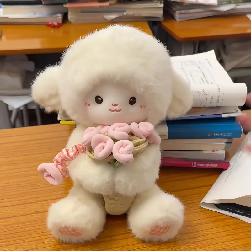 Peluche oveja magnética con sombrero rosa, abrazo tierno - imagen 4