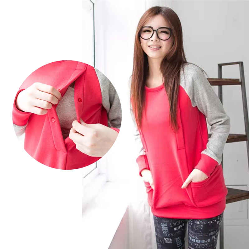 Sudadera de lactancia manga larga de invierno para embarazadas - imagen 2