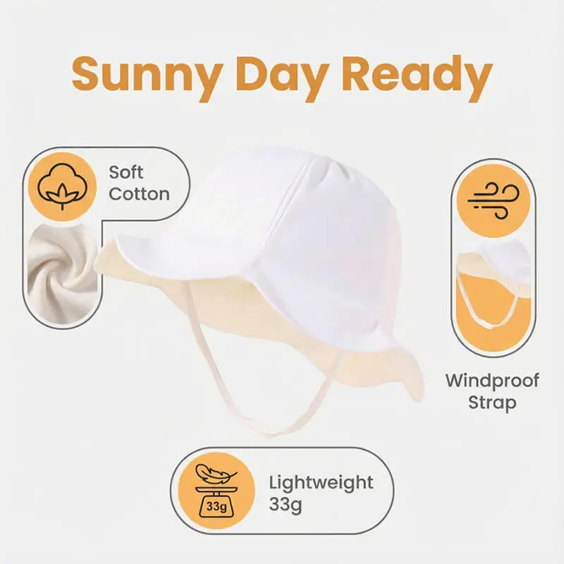 Gorro pescador de algodón transpirable con protección UV para bebés - imagen 3