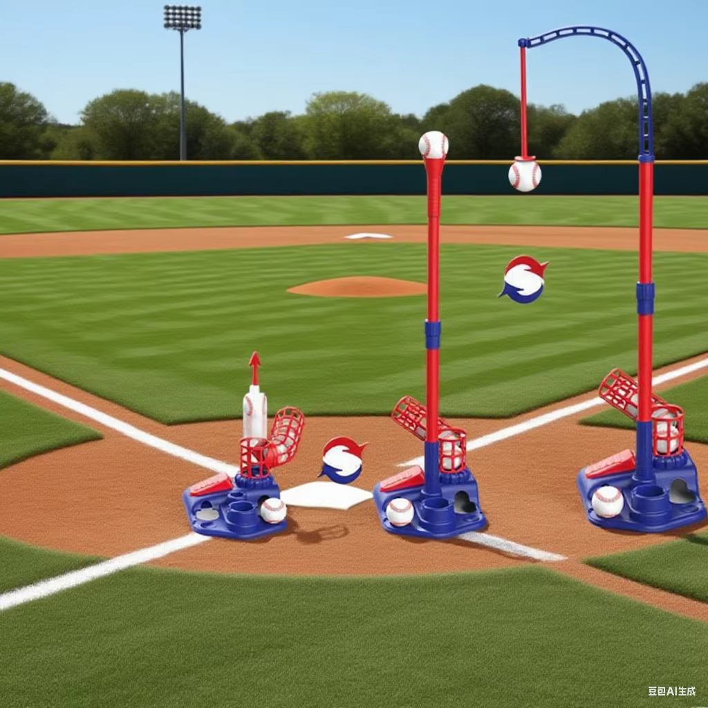 Juego de béisbol infantil con soporte colgante y lanzador automático