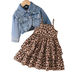 Abrigo vaquero con vestido estampado playa para niña – Conjunto primavera