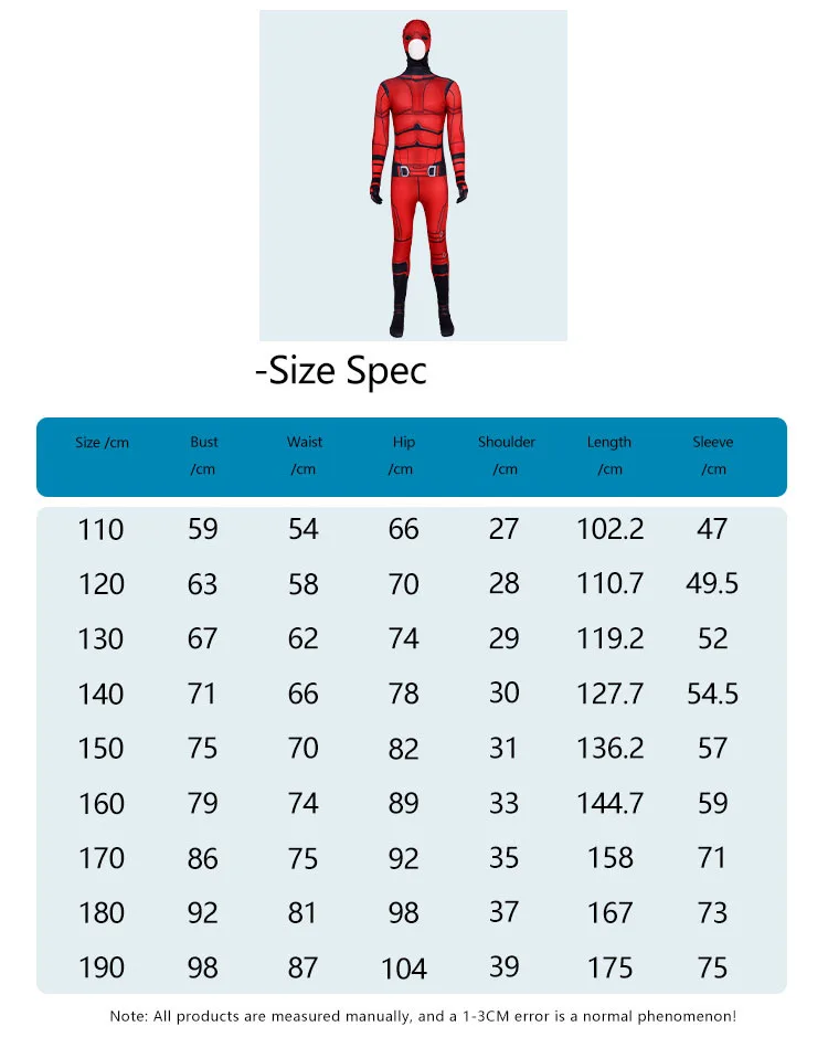 Traje Daredevil frontal mostrando detalle del tejido y costuras