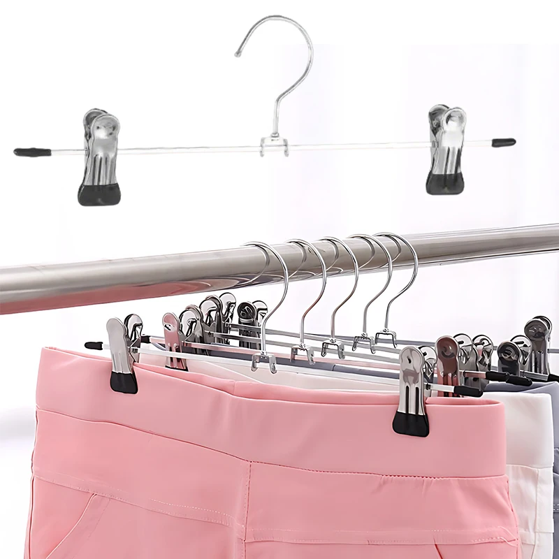Perchas de pantalones de metal con clips ajustables antideslizantes - imagen 4
